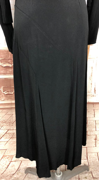 Incredible Old Hollywood 1930s Original Vintage Black And White Rayon Dress With Amazing Sleeves