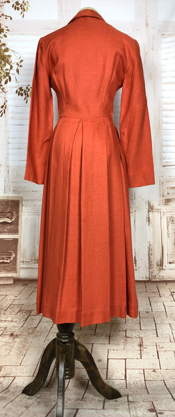 Gorgeous Original 1940s Vintage Orange Moygashel Linen Princess Coat