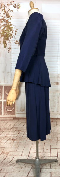 Layaway Payment 2 of 2 - RESERVED FOR HOLLY - PLEASE DO NOT PURCHASE - Fabulous Original 1940s Vintage Navy Blue Agent Carter Suit With Sharp Button Details