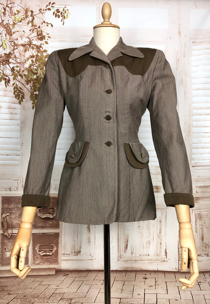 Amazing Original 1940s Vintage Brown Western Wear Blazer