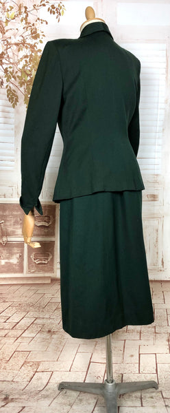 Stunning Original 1940s Vintage Forest Green Skirt Suit