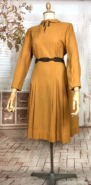 Super Rare Original 1940s Vintage Mustard Yellow CC41 Dress By Norman Hartnell CC41