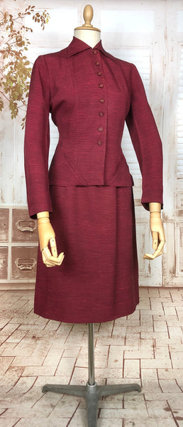 Incredible Original 1940s Vintage Red Skirt Suit Lilli Ann Style