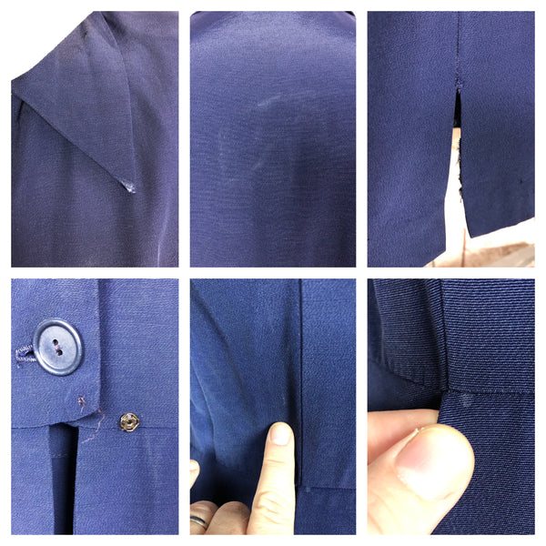 Layaway Payment 2 of 2 - RESERVED FOR HOLLY - PLEASE DO NOT PURCHASE - Fabulous Original 1940s Vintage Navy Blue Agent Carter Suit With Sharp Button Details
