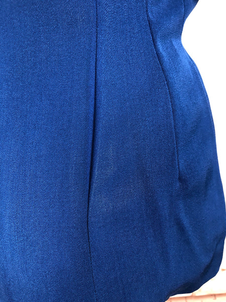 LAYAWAY PAYMENT 1 OF 2 - RESERVED FOR FRAN - Amazing Original 1940s Vintage Asymmetric Royal Blue Gabardine Blazer