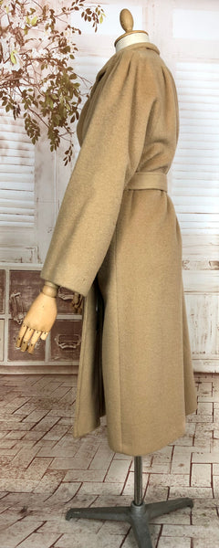 LAYAWAY PAYMENT 1 OF 2 - RESERVED FOR KARINA - Exquisite Original 1940s Vintage Tan Wool Belted Wrap Coat