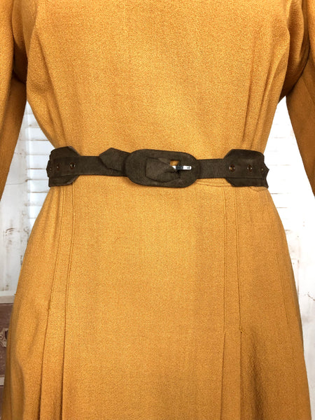Super Rare Original 1940s Vintage Mustard Yellow CC41 Dress By Norman Hartnell CC41