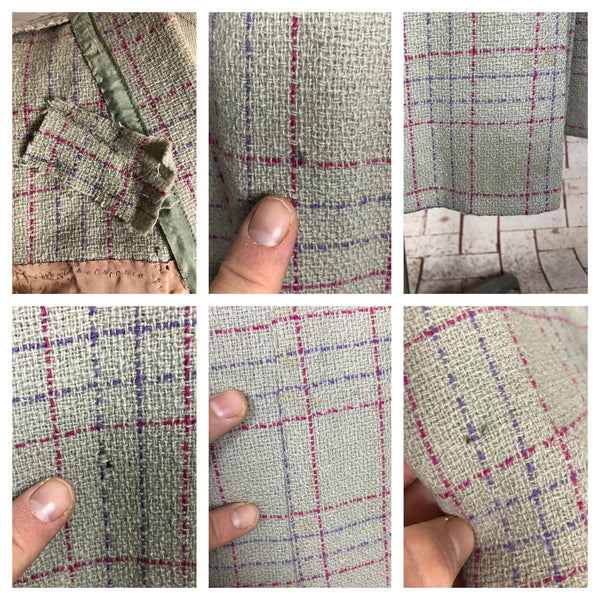 LAYAWAY PAYMENT 1 OF 2 - RESERVED FOR LILI - Gorgeous Original 1940s Vintage Grey Burgundy Pink And Purple Plaid Waistcoat Suit