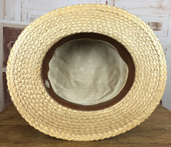 Beautiful 1930s Vintage Straw Boater Hat