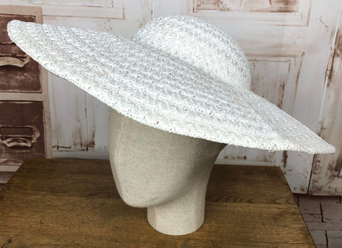 Wonderful Original 1930s Vintage White Wide Brim Sun Hat