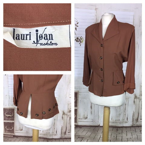 LAYAWAY PAYMENT 2 OF 2 - RESERVED FOR KHARONN - Original 1940s 40s Vintage Rust Cotton Jacket By Lauri Jean