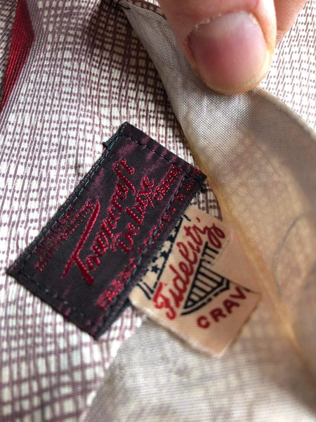 Original 1950s Grey And Red Check Swing Tie By Fidelity Towncraft De Luxe
