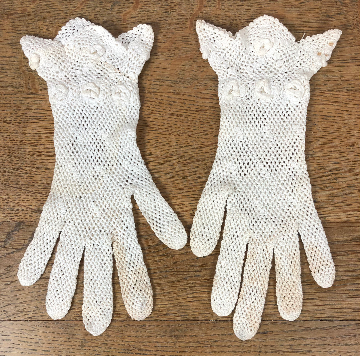 Vintage 1930's ecru French Crochet cotton cheapest Dress Gloves