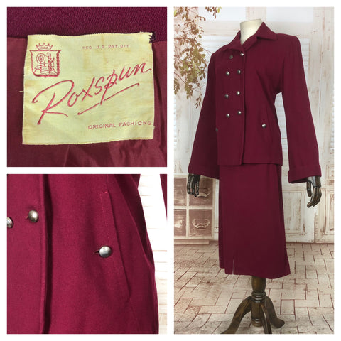 RESERVED FOR SENDI - PLEASE DO NOT PURCHASE - Original 1940s 40s Vintage Burgundy Swing Suit By Roxspun