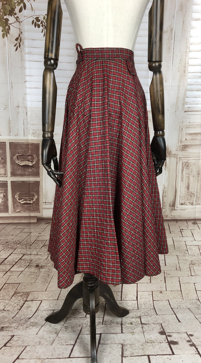 Circle Skirt Plaid Wool Skirt No Sew Original Early 1950s 50s