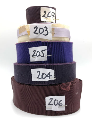 Original French Vintage Petersham And Grosgrain Hat Ribbon Purple And Lilac