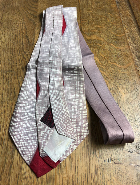 Original 1950s Grey And Red Check Swing Tie By Fidelity Towncraft De Luxe