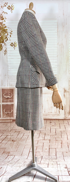 1940s Peck & Peck Houndstooth Scottish Wool Skirt Suit
