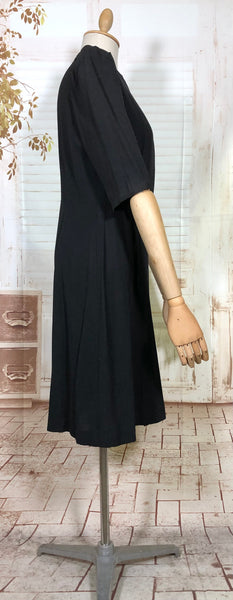 Exquisite 1930s Black Crepe Dress And Redingote Coat With Gold Filigree Buckle
