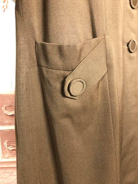 Wonderful 1940s Milk Chocolate Brown Gabardine Coat