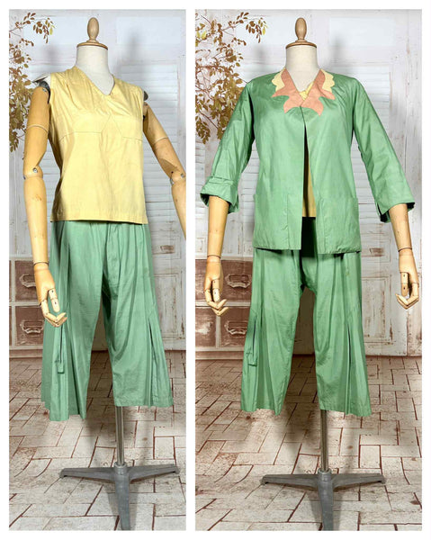 Super Rare 1920s Three Piece Beach Pyjama Set