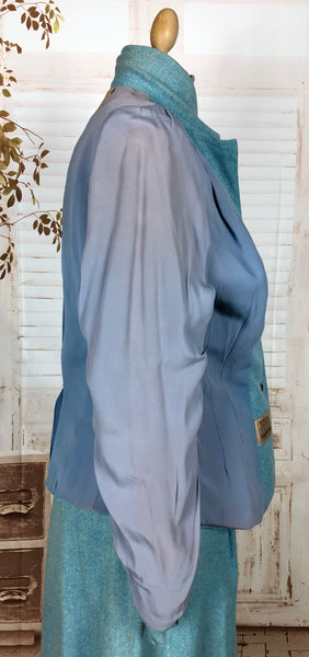 Amazing Original 1940s Vintage Sky Blue Skirt Suit By Handmacher