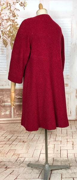 Fabulous Late 1940s / Early 1950s Red Collarless Boucle Coat