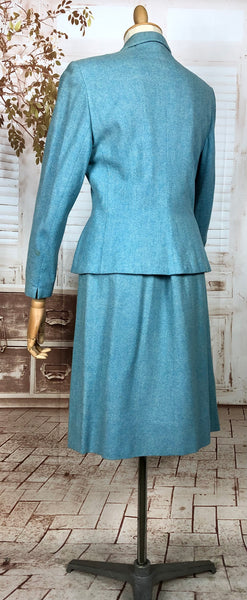 Amazing Original 1940s Vintage Sky Blue Skirt Suit By Handmacher