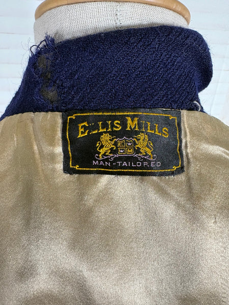 Rare Edwardian / 1910s Navy Blue Riding Coat With Asymmetric Closure
