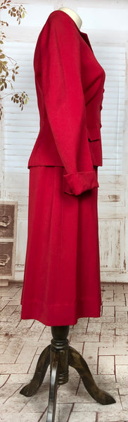 Exquisite Original 1940s Vintage Lipstick Red Betty Rose Suit