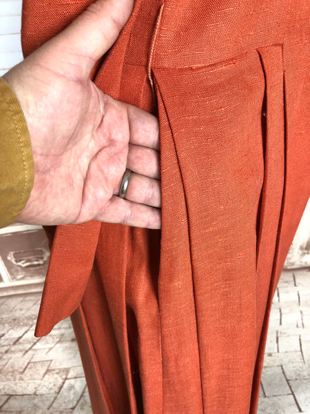 Gorgeous Original 1940s Vintage Orange Moygashel Linen Princess Coat