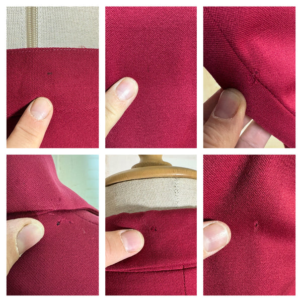Fabulous Burgundy Red Double Breasted 1940s Skirt Suit