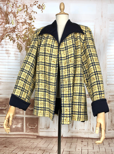 LAYAWAY PAYMENT 3 OF 3 - RESERVED FOR KELLY - Amazing Original 1940s Volup Mustard Yellow Plaid Swing Coat