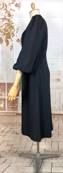 Elegant 1930s Lightweight Crepe Coat With Balloon Sleeves