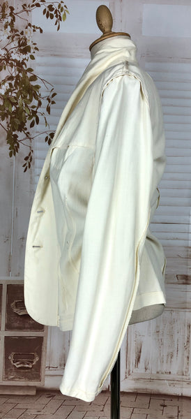 Stunning Original 1940s Volup Vintage White Summer Weight Blazer By Sacony Palm Beach