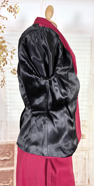 Fabulous Burgundy Red Double Breasted 1940s Skirt Suit