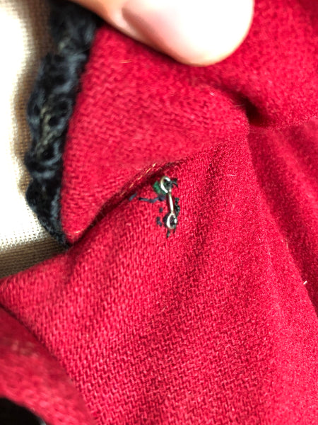 1940s Red Wool Swing Coat by Worth of Boston with Astrakhan Lining