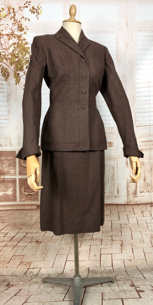 Gorgeous Milk Chocolate Brown 1940s Skirt Suit - Made in California