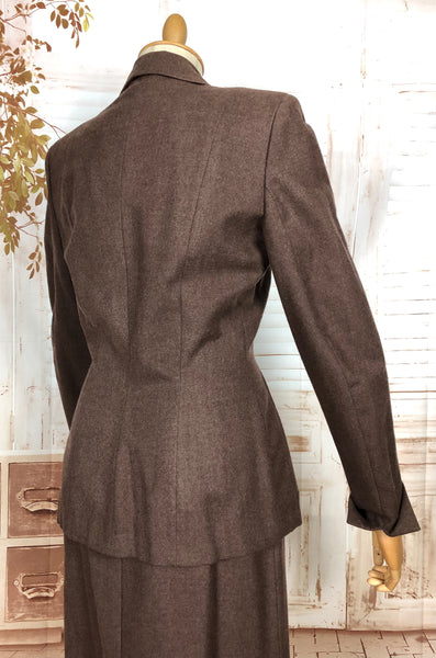 Gorgeous Milk Chocolate Brown 1940s Skirt Suit - Made in California