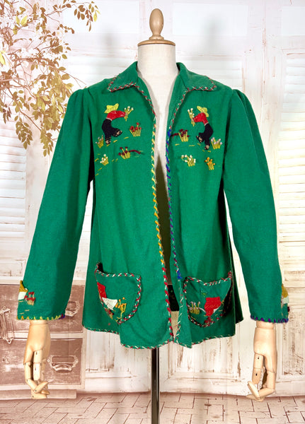 Amazing 1940s Green Mexican Tourist Jacket