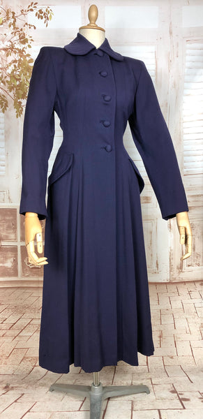 Super Rare 1940s Purple Gabardine Belt Back Princess Coat