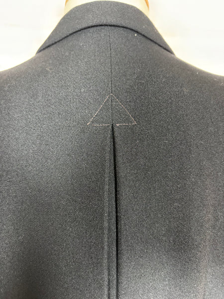 Classic Double Breasted Black 1940s Coat With Cinched Belt Back