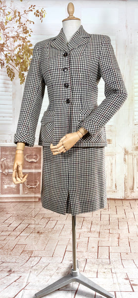1940s Peck & Peck Houndstooth Scottish Wool Skirt Suit