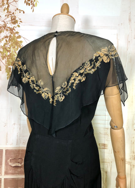 Exceptional Late 1930s / Early 1940s Caped Evening Dress