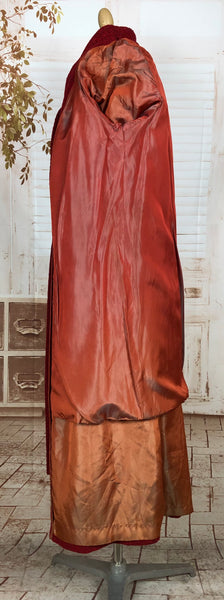Exquisite Volup Lipstick Red 1940s Boucle Swing Coat With Huge Bishop Sleeves