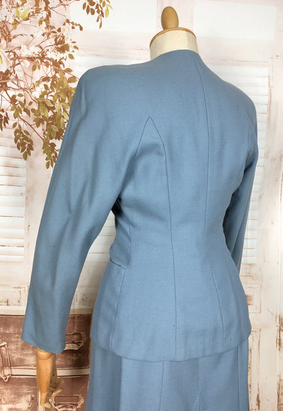 Stunning Periwinkle Blue 1940s Suit With Rouleau Waist Tie