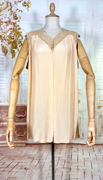 Luxurious 1920s French Lace Trimmed Silk Slip Dress Lingerie