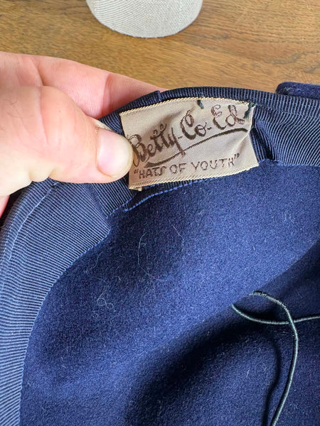 Fabulous Navy Blue 1940s Halo Hat