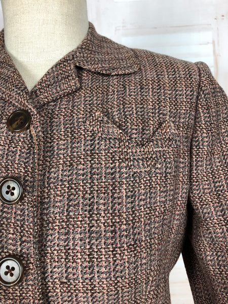 Beautiful 1940s Tweed Suit With V Pockets