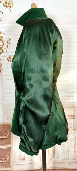 Incredible Emerald Green Bustle Back 1940s Blazer By Botany